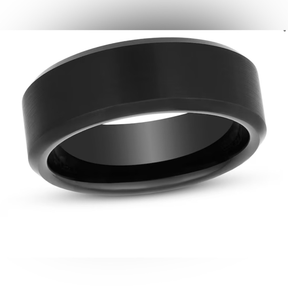 8mm Wedding Band Tungsten Carbide Black PVD Men’s size 10.